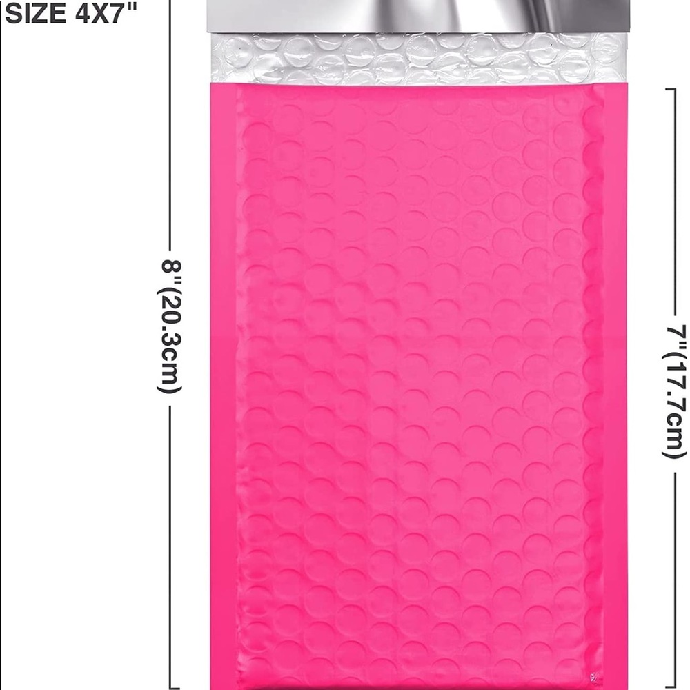 Hot Pink Poly Bubble Mailers. 40 in a lot. 4x8